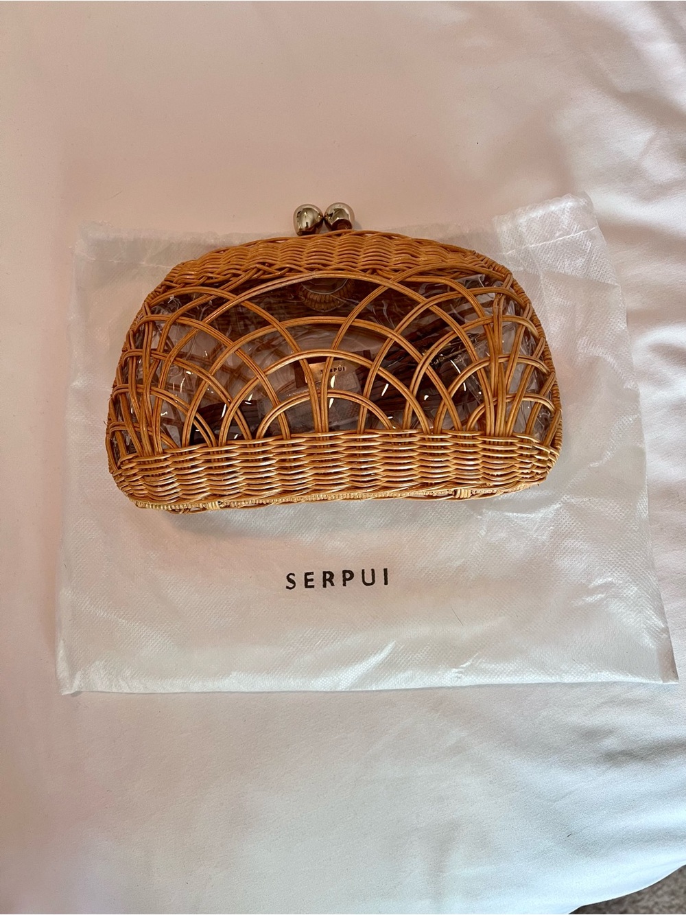 Serpui (Neiman Marcus) Camila Cutout Wicker Clutch Bag (never used!) - Picture 2 of 6